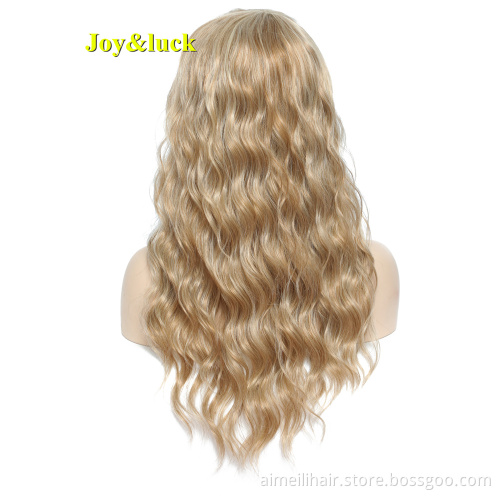 22 inch Long Blonde Wig Water Wave Synthetic Wigs For Women Cosplay Or Daily Use Hair Natural Finger Wave Hair Wigs